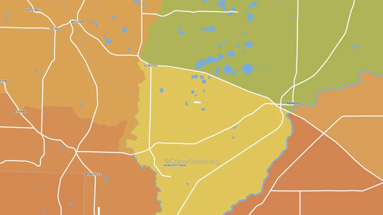 Baker County, GA Map of Assault Rates