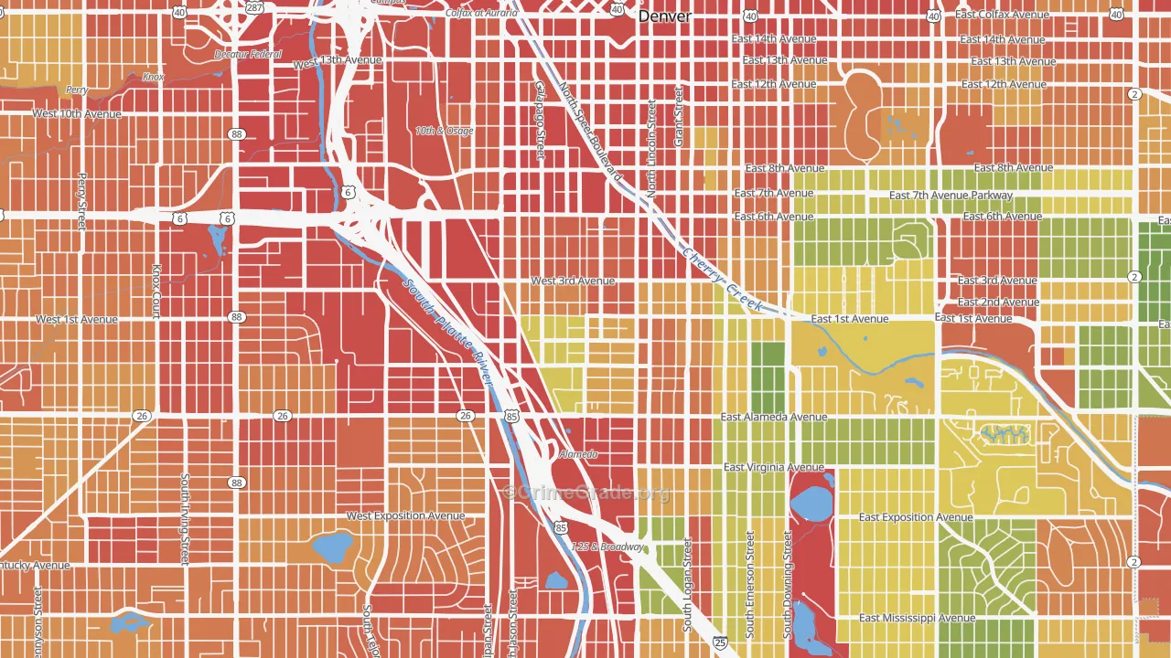 Baker, Denver, CO Map of Assault Rates