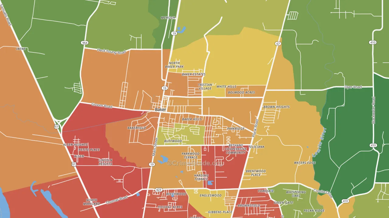 Baker, LA Map of Assault Rates