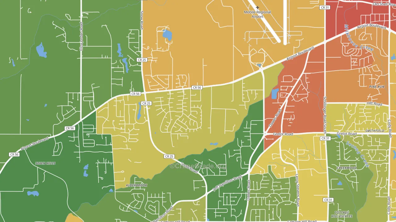 Baker, Mobile, AL Map of Assault Rates