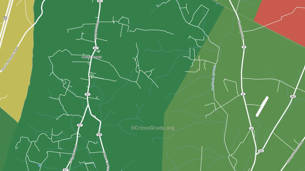 Bakers Summit, PA Map of Assault Rates