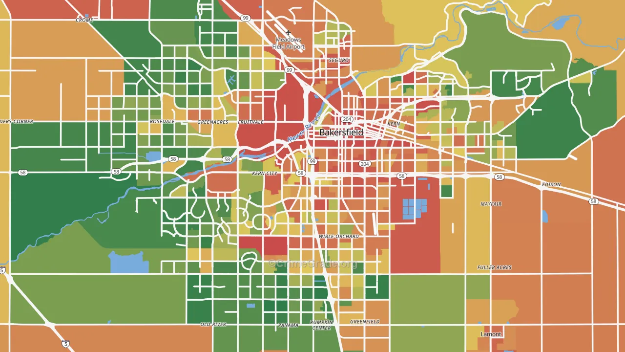 Bakersfield, CA Map of Assault Rates