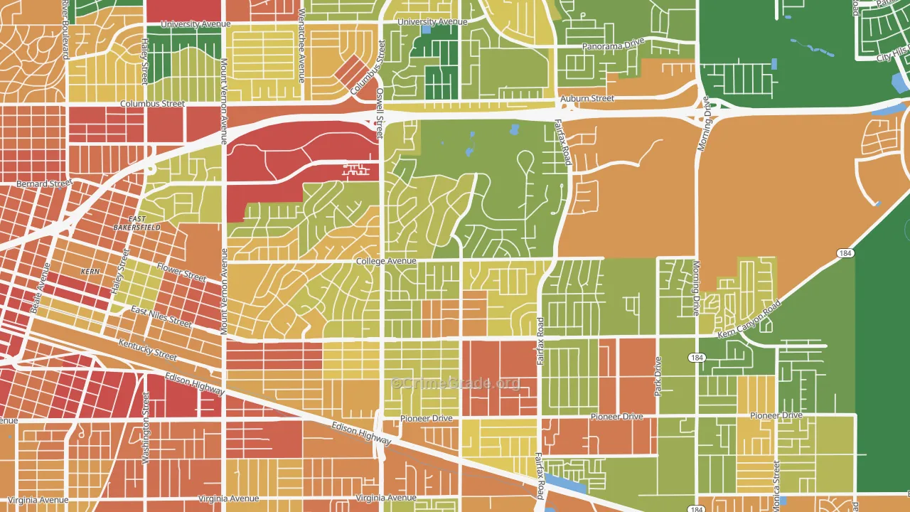 Bakersfield Country Club, Bakersfield, CA Map of Assault Rates