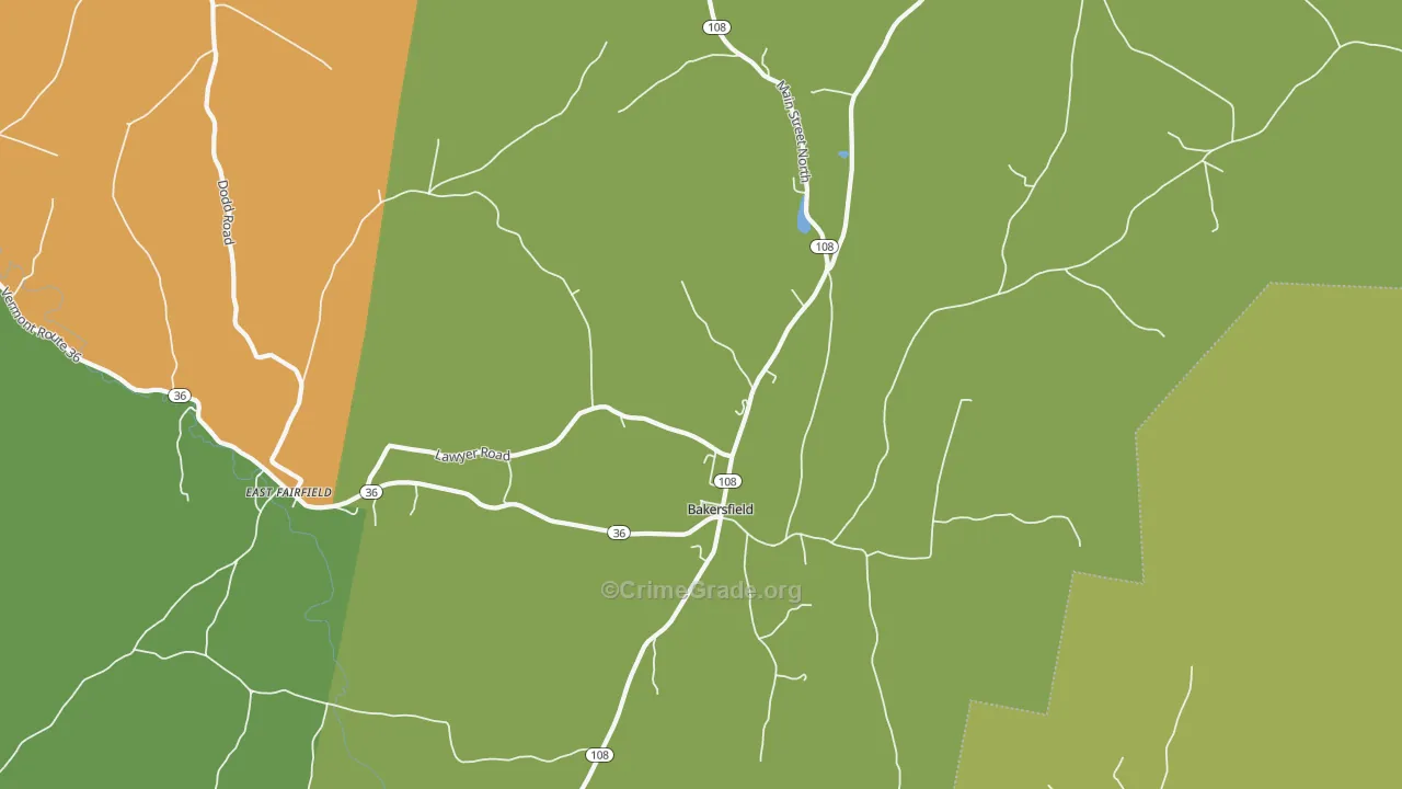 Bakersfield, VT Map of Assault Rates