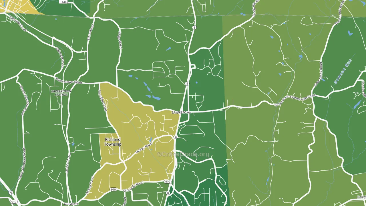 Bakerstown, PA Map of Assault Rates