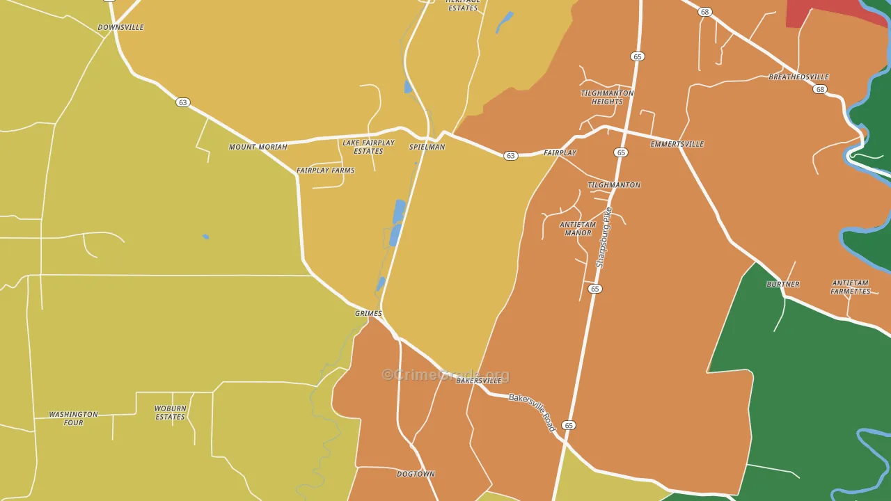 Bakersville, MD Map of Assault Rates