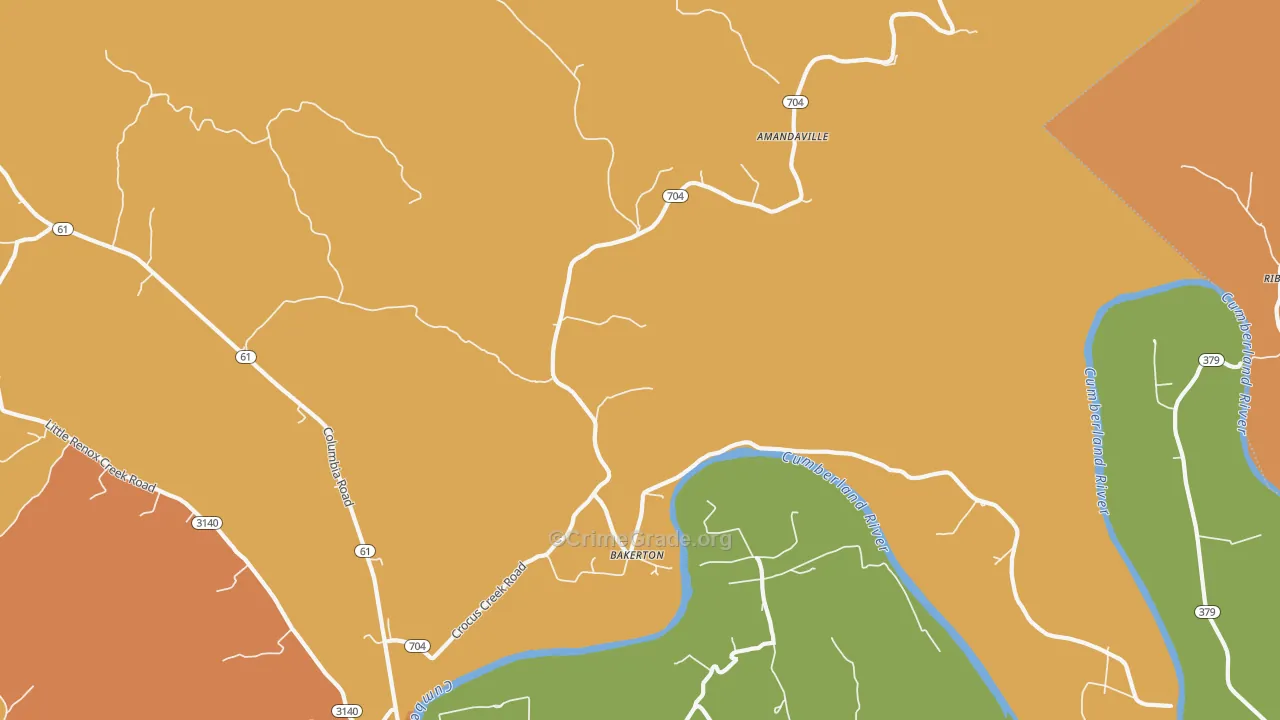 Bakerton, KY Map of Assault Rates