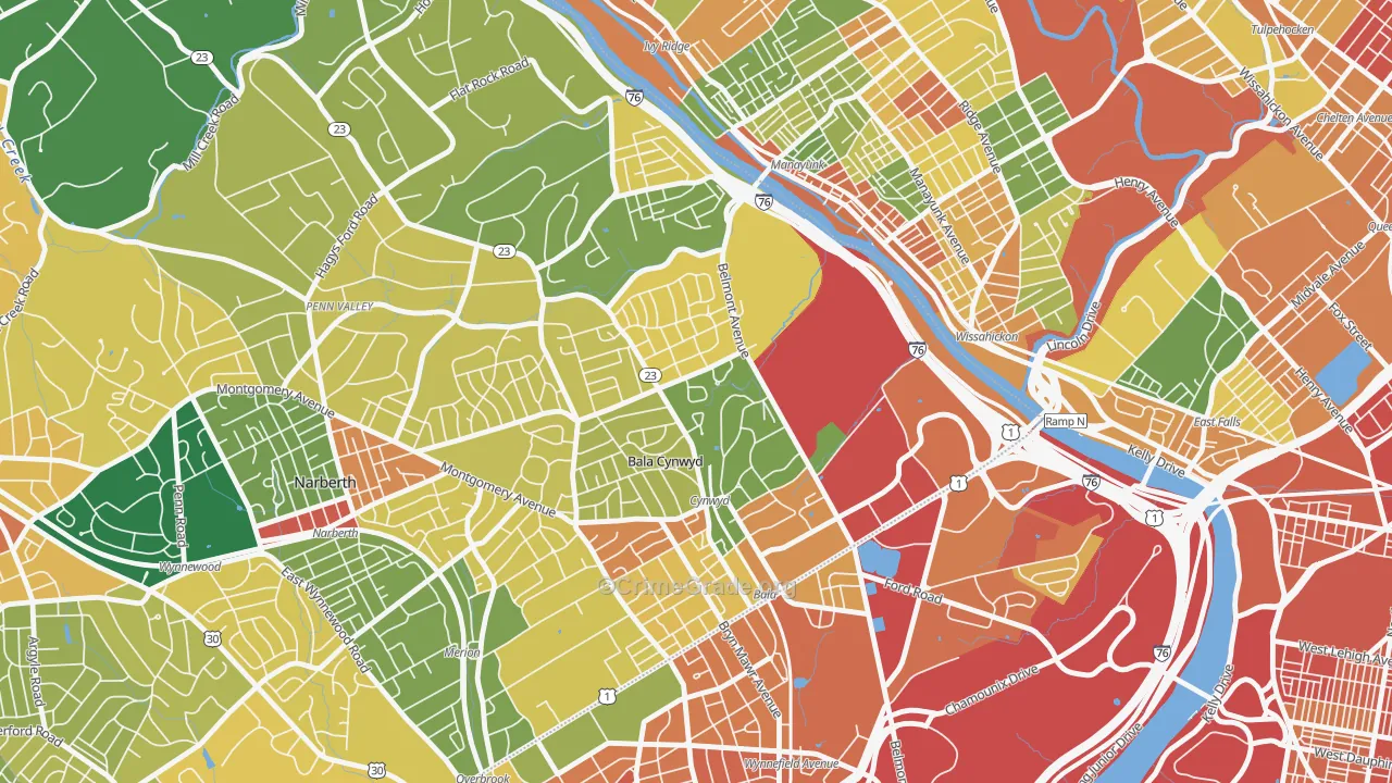 Bala Cynwyd, Bala-Cynwyd, PA Map of Assault Rates