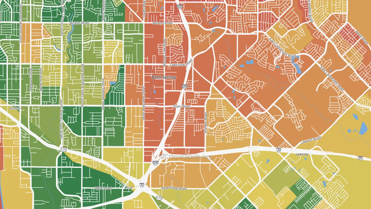 Balch Springs, TX Map of Assault Rates