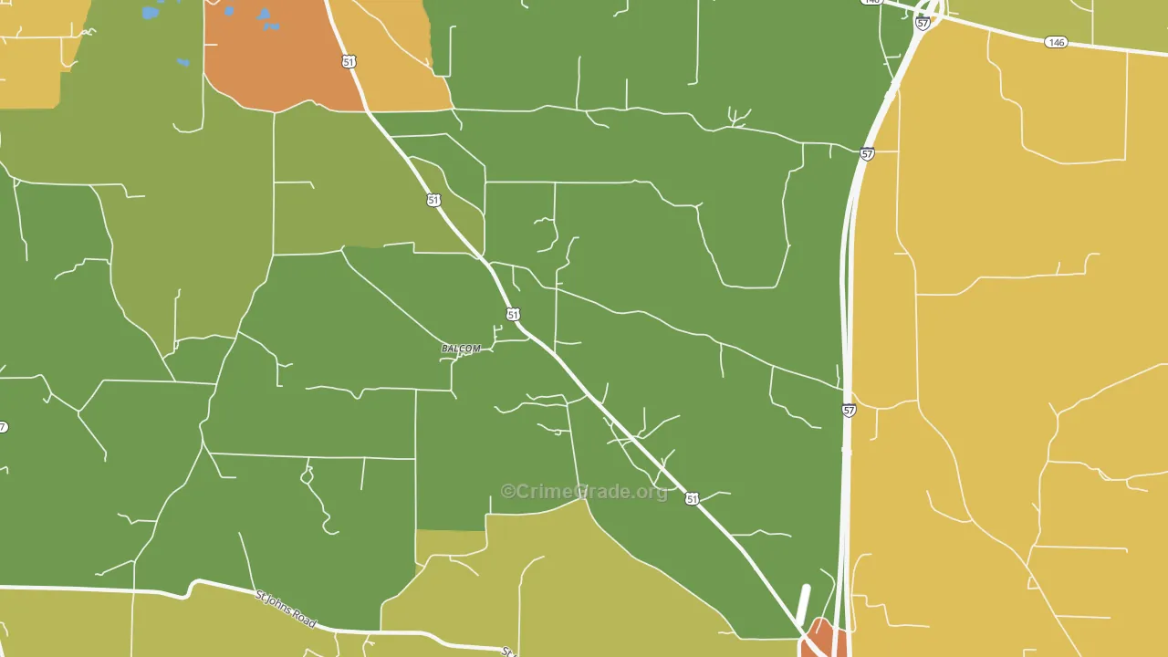 Balcom, IL Map of Assault Rates