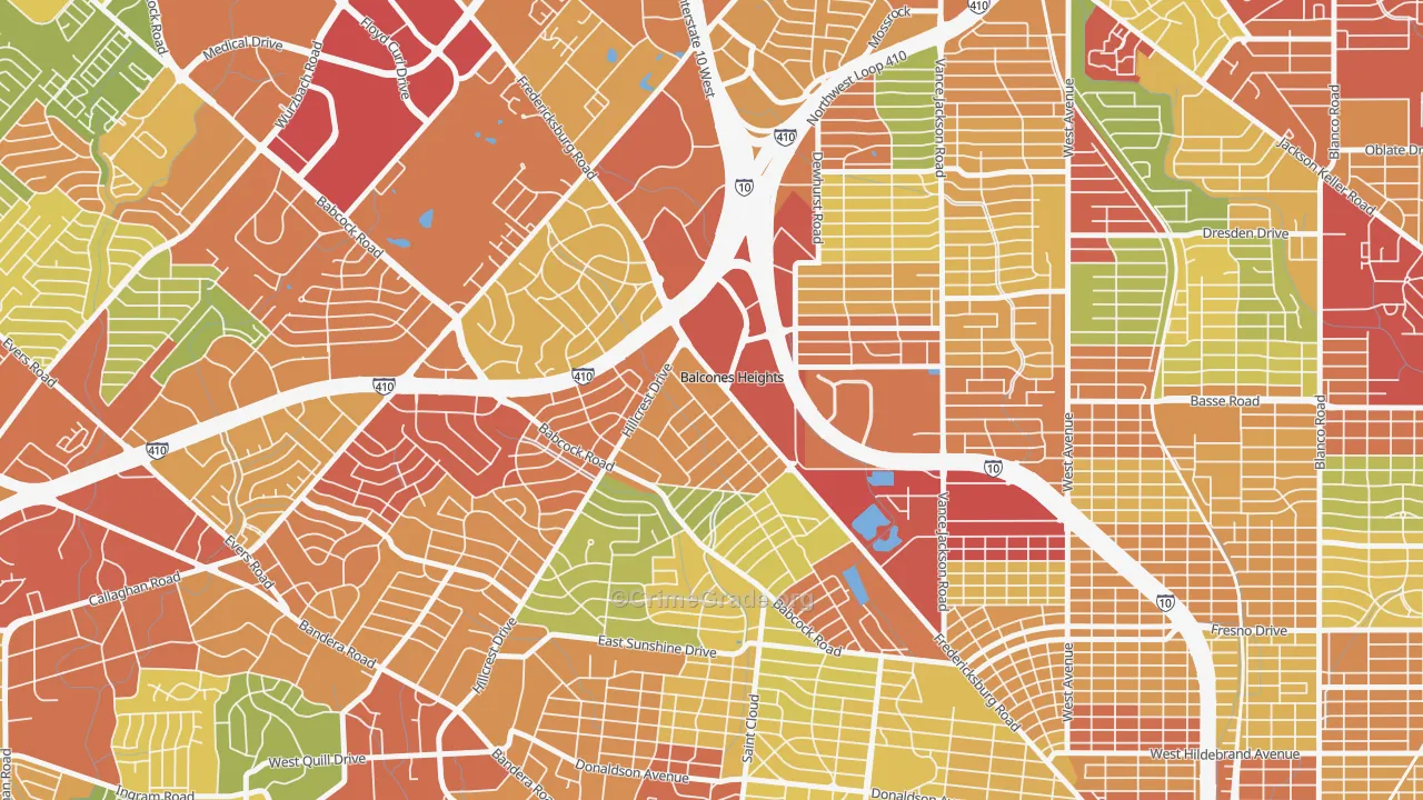 Balcones Heights, TX Map of Assault Rates