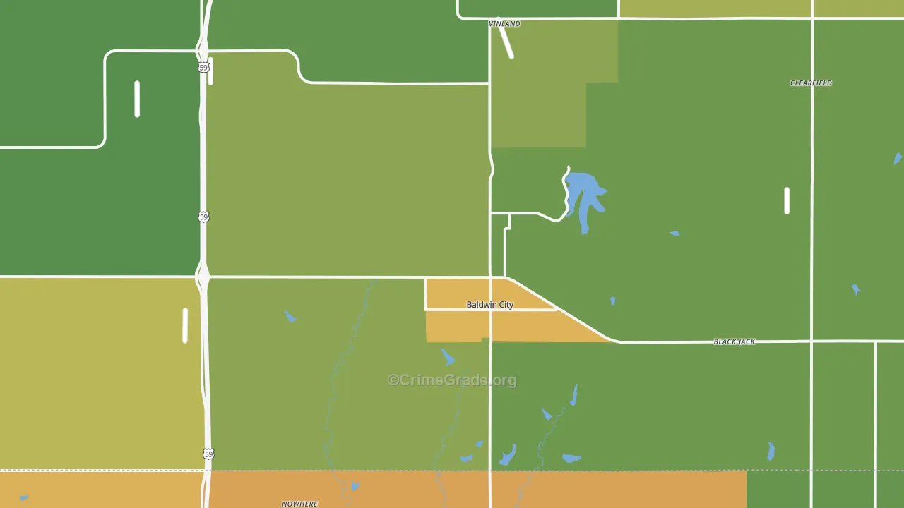 Baldwin City, KS Map of Assault Rates