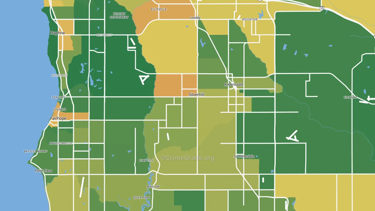 Baldwin County, AL Map of Assault Rates