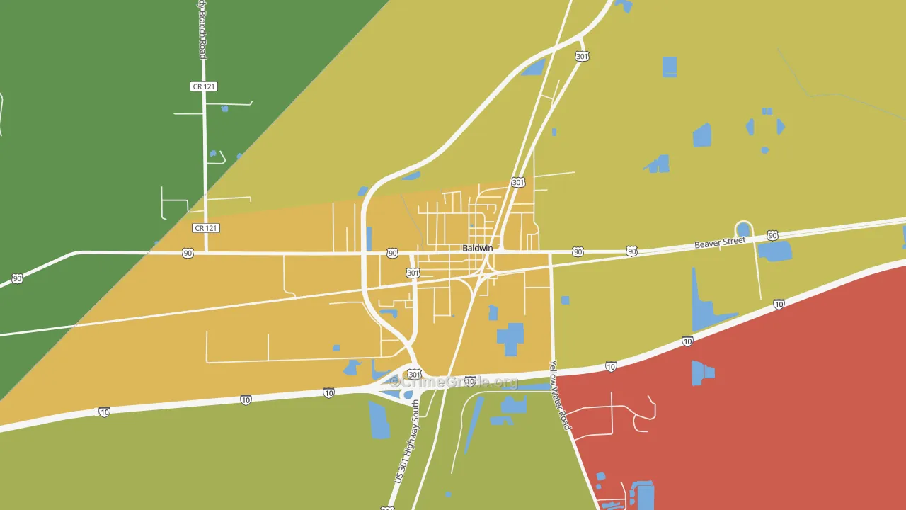 Baldwin, FL Map of Assault Rates