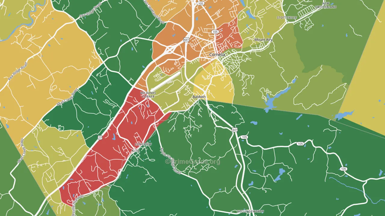 Baldwin, GA Map of Assault Rates
