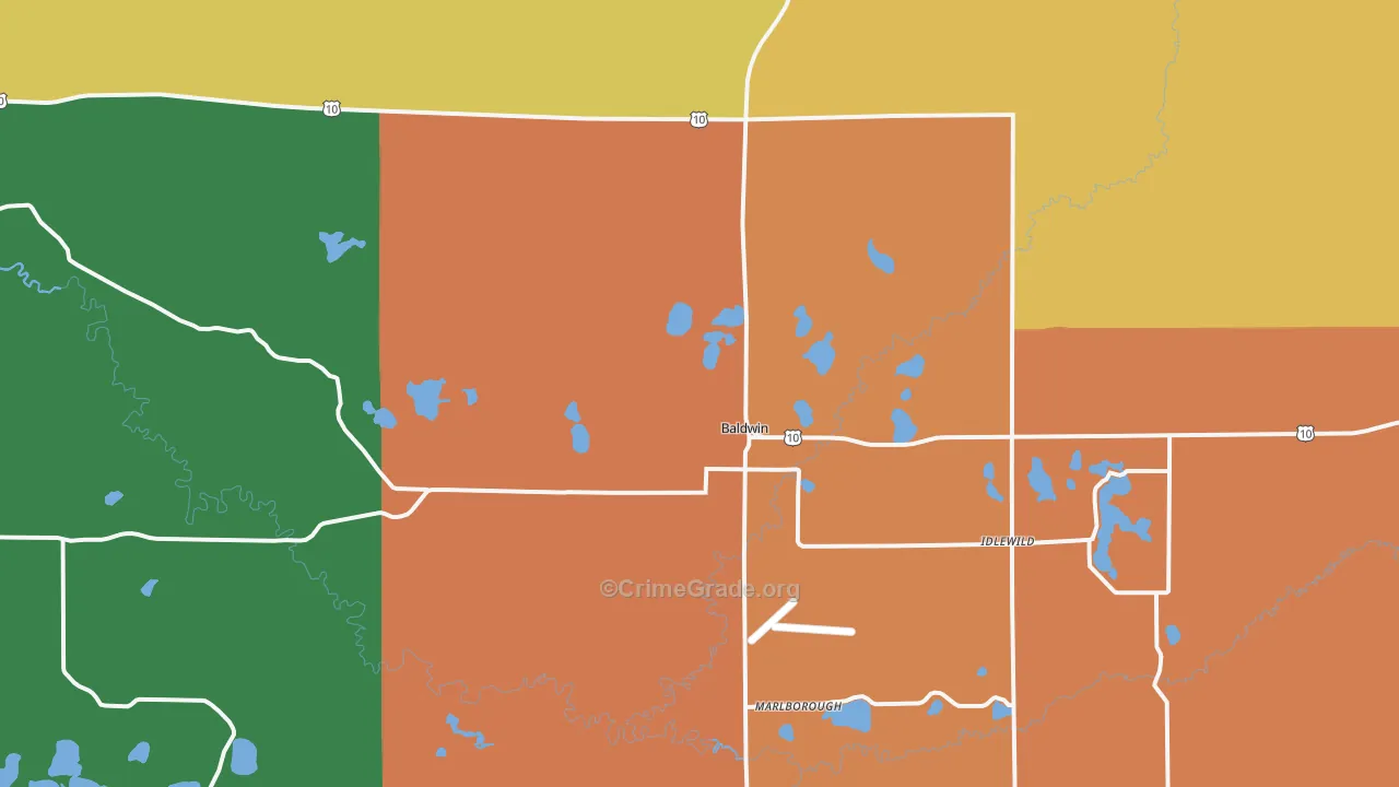 Baldwin, MI Map of Assault Rates