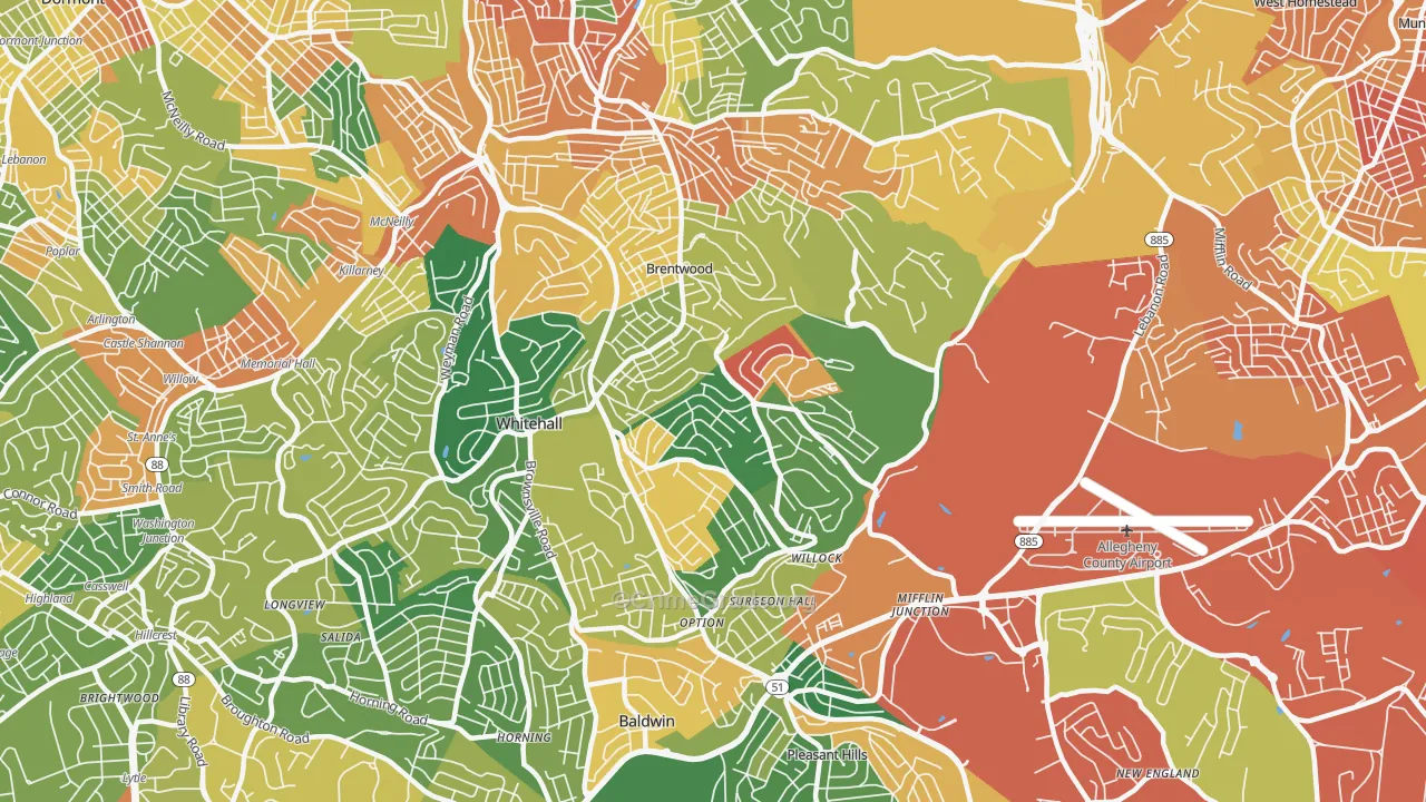 Baldwin, PA Map of Assault Rates