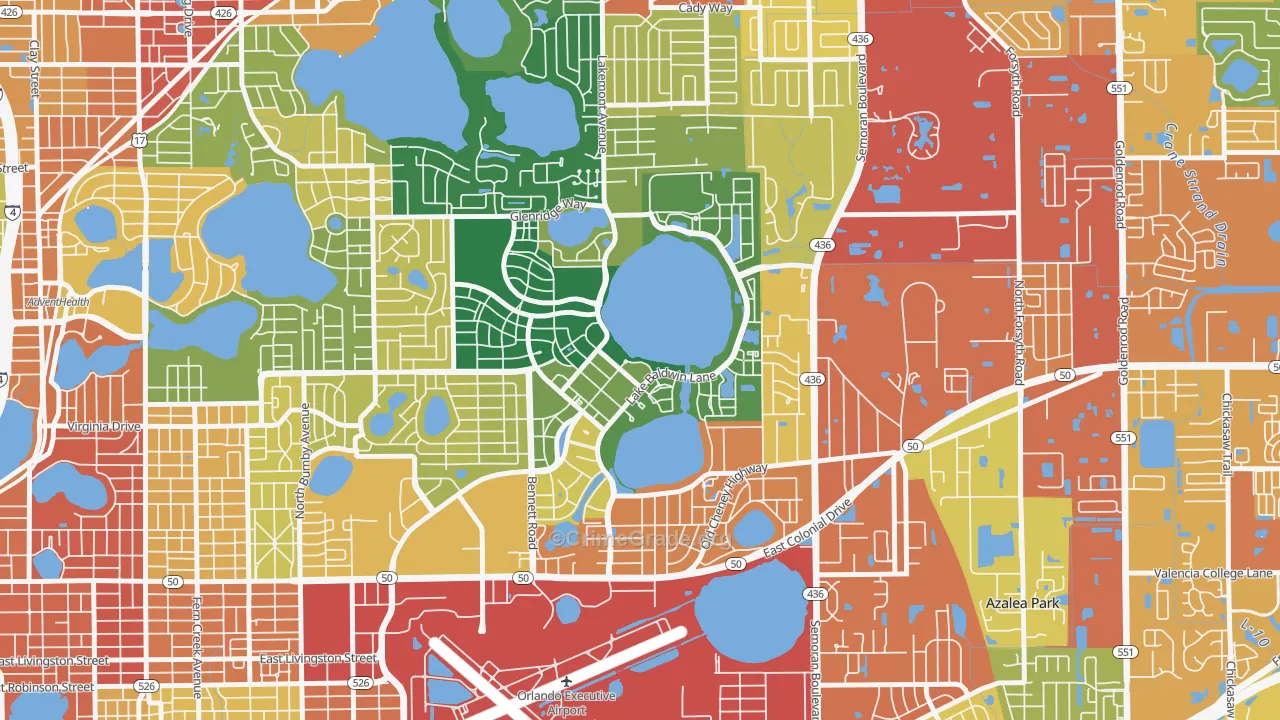 Baldwin Park, Orlando, FL Map of Assault Rates