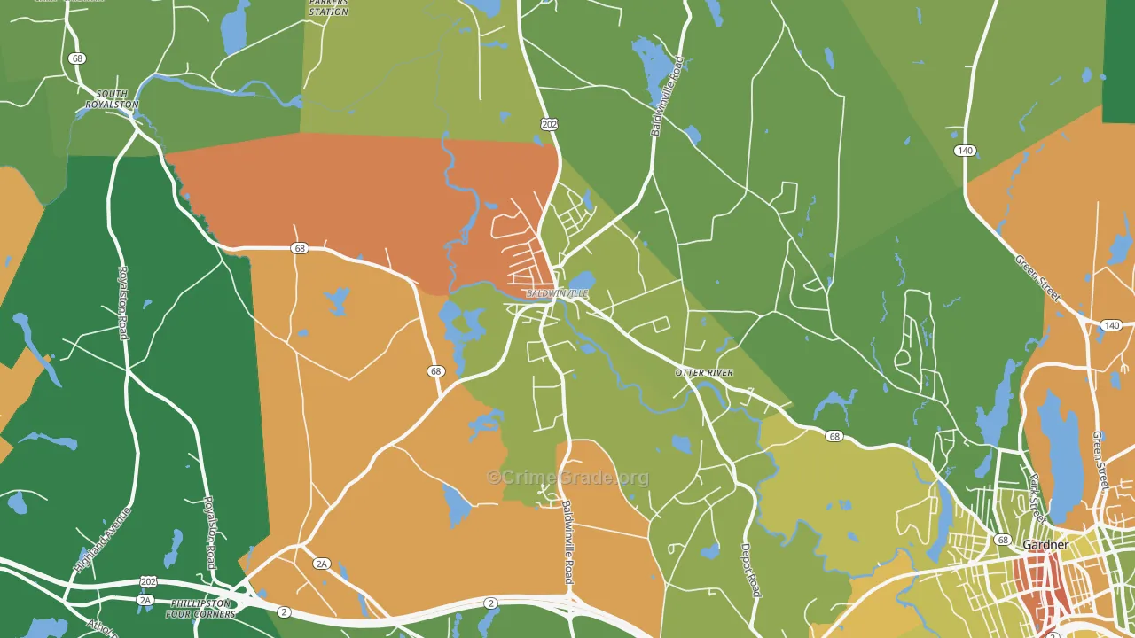 Baldwinville, MA Map of Assault Rates