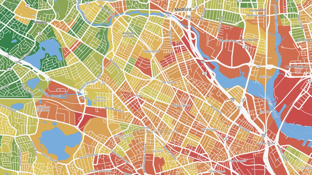 Ball Square, Somerville, MA Map of Assault Rates