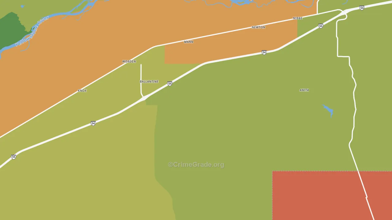 Ballantine, MT Map of Assault Rates
