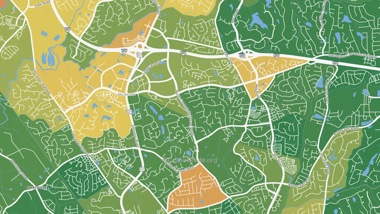 Ballantyne East, Charlotte, NC Map of Assault Rates