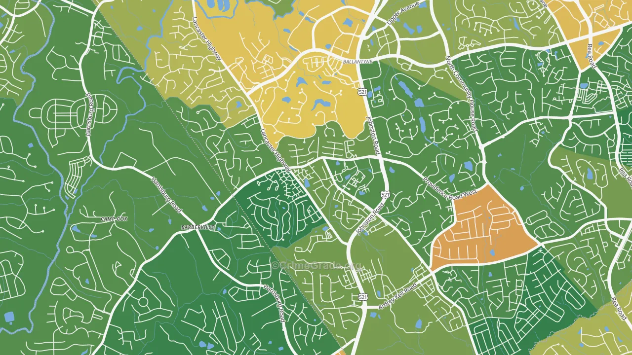 Ballantyne West, Charlotte, NC Map of Assault Rates