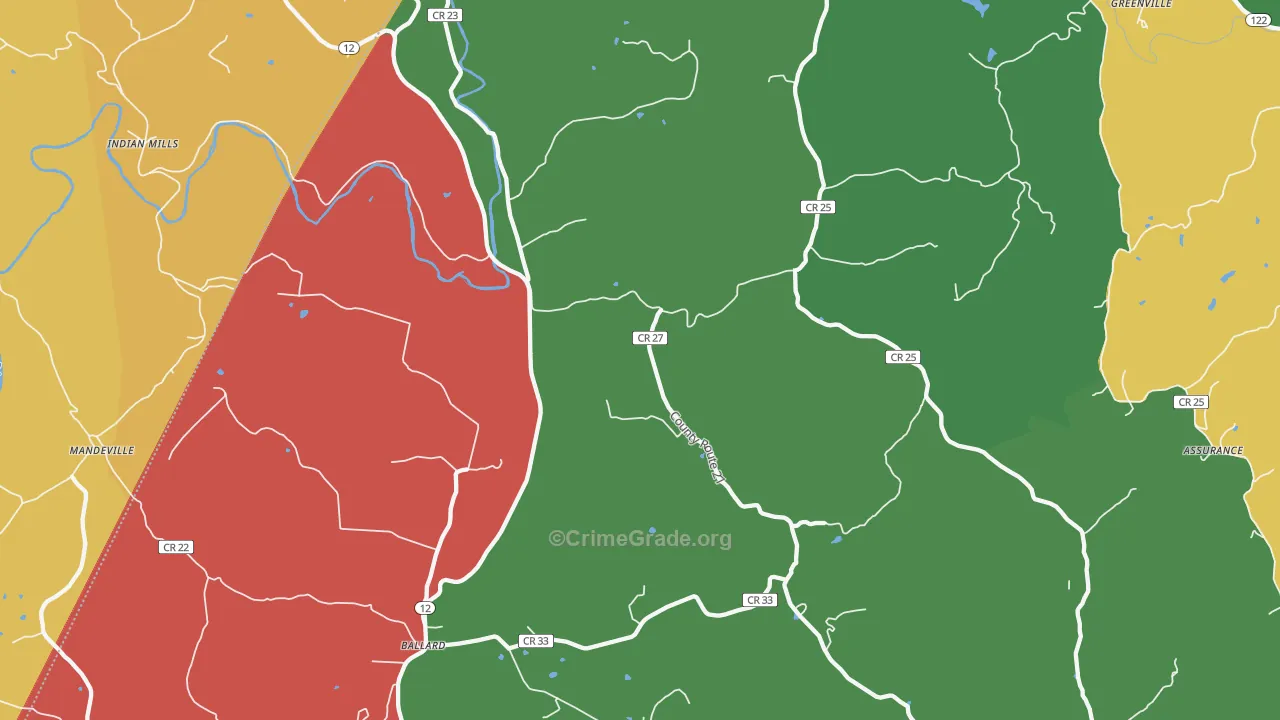 Ballard, WV Map of Assault Rates