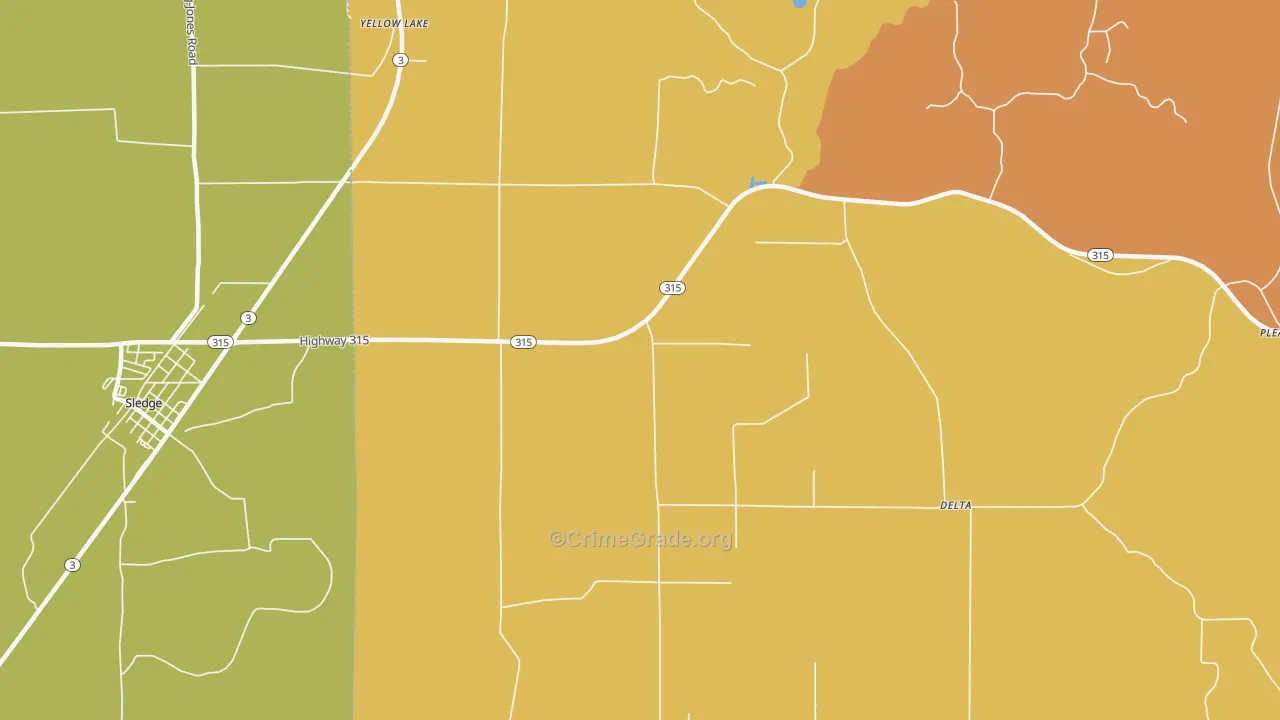 Ballentine, MS Map of Assault Rates