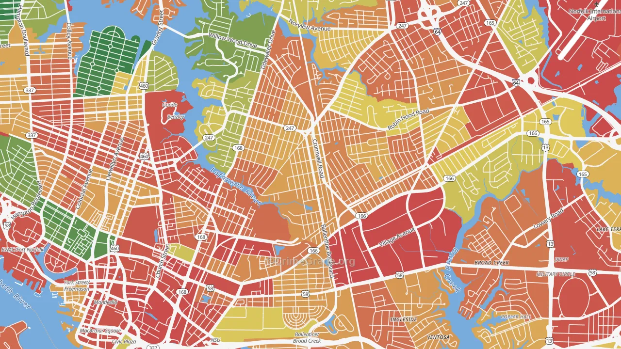 Ballentine Place, Norfolk, VA Map of Assault Rates