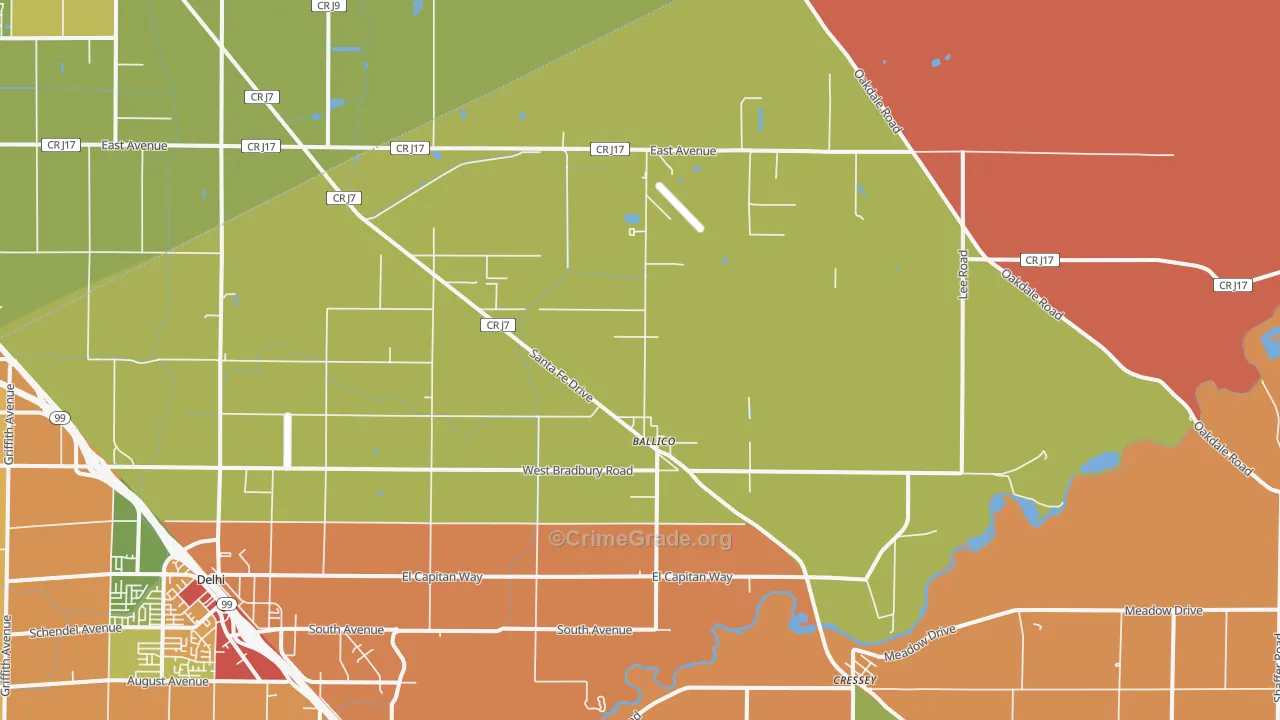 Ballico, CA Map of Assault Rates