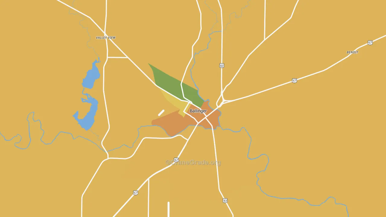 Ballinger, TX Map of Assault Rates
