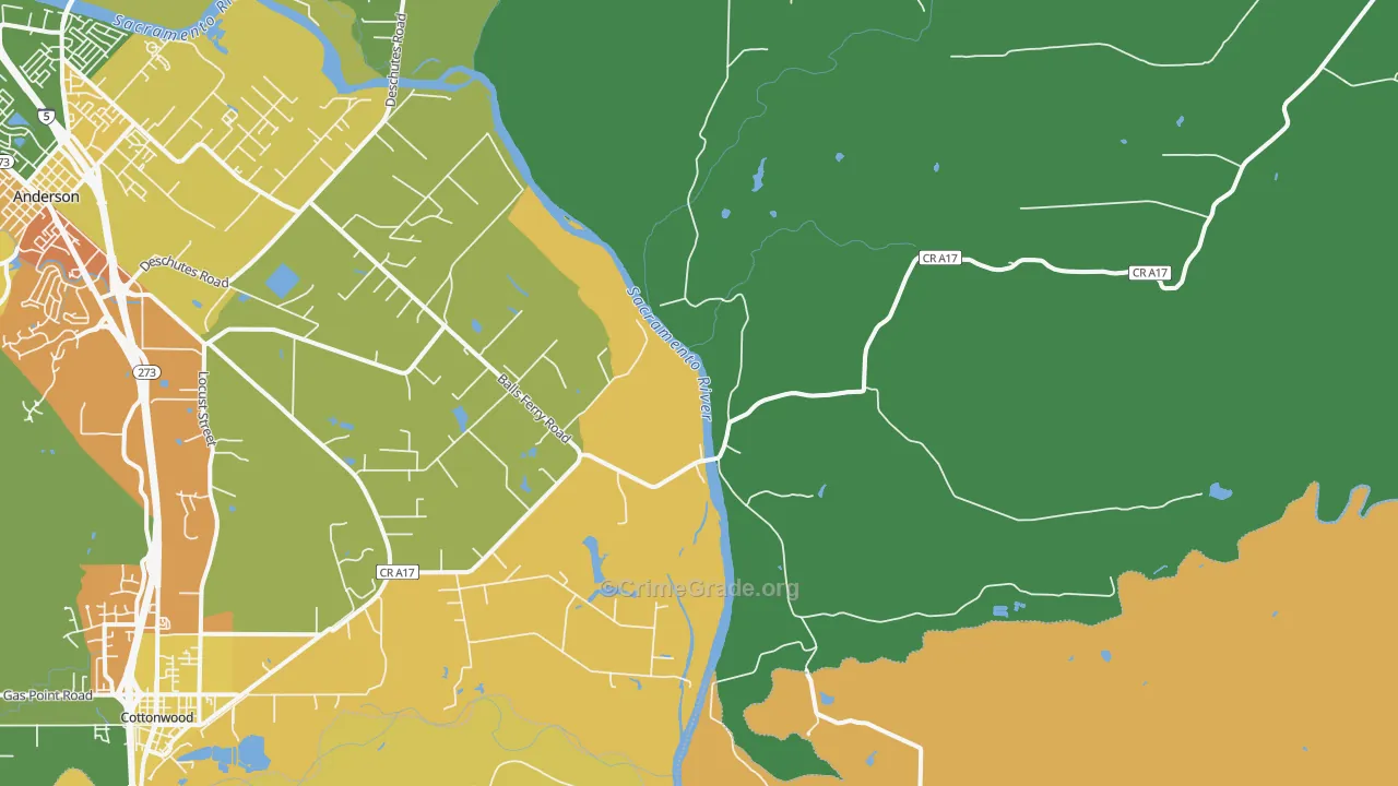 Balls Ferry, CA Map of Assault Rates