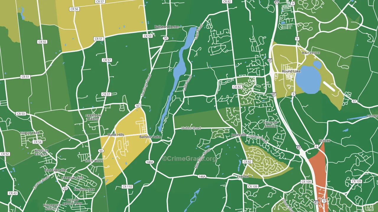 Ballston Lake, NY Map of Assault Rates