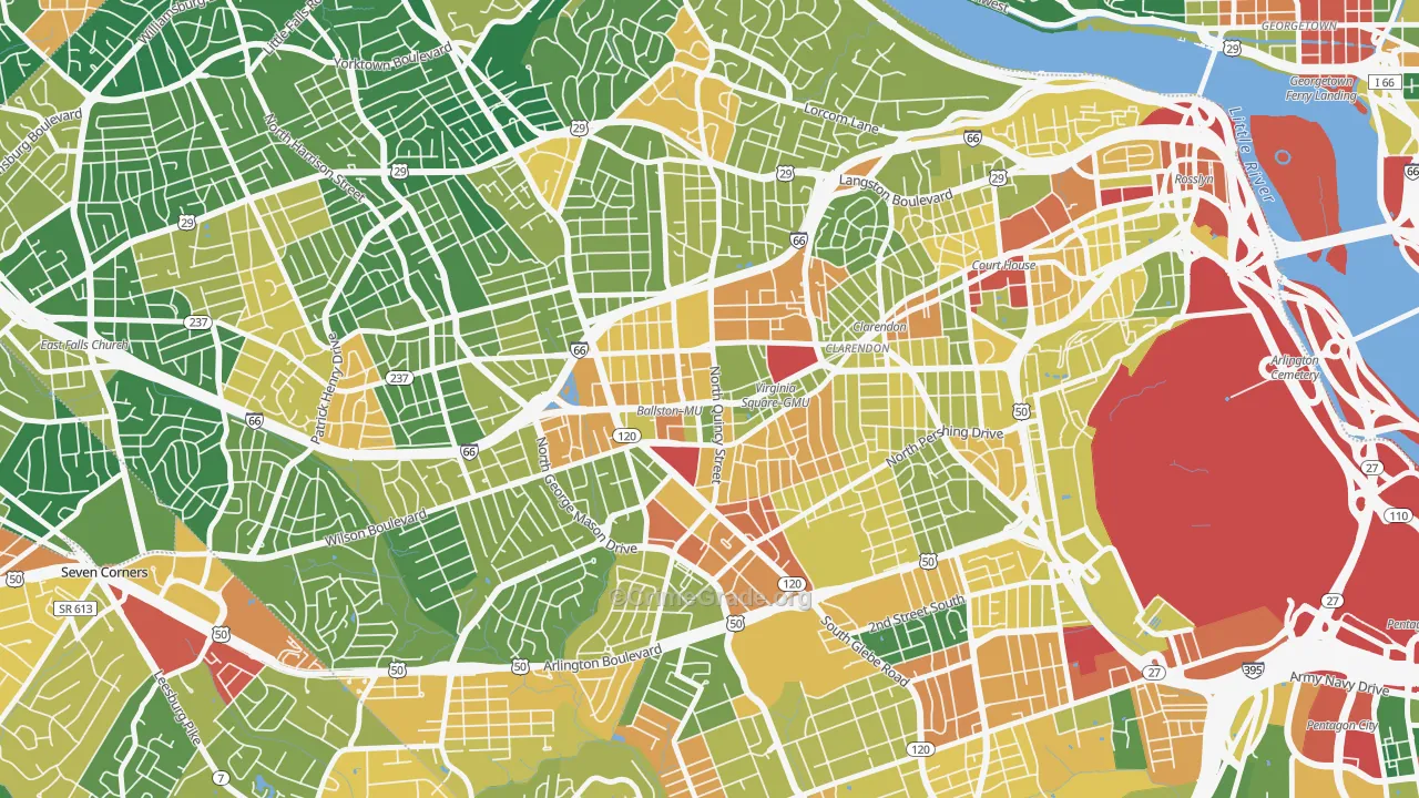 Ballston-Virginia Square, Arlington, VA Map of Assault Rates