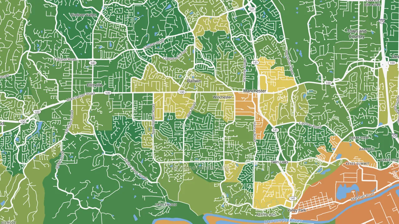 Ballwin, MO Map of Assault Rates