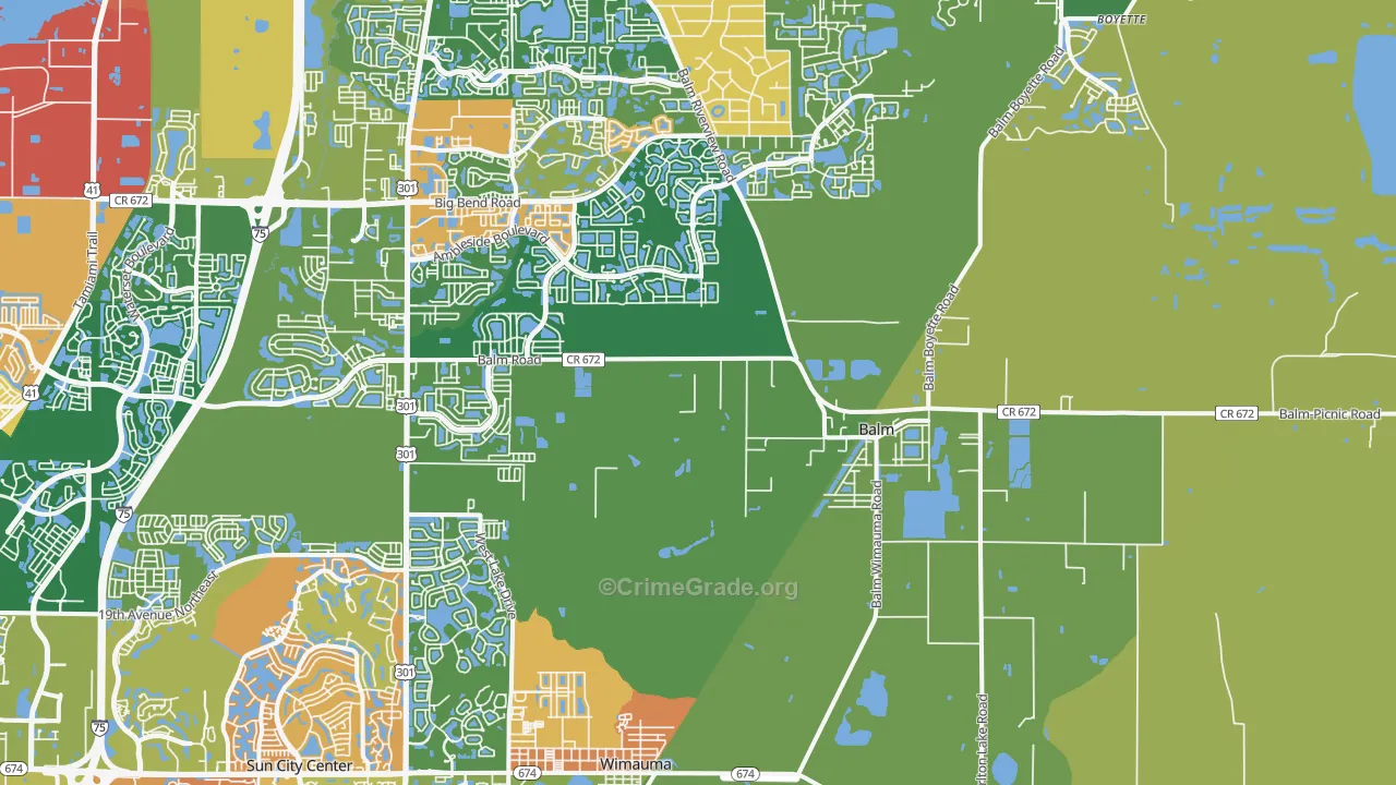 Balm, FL Map of Assault Rates