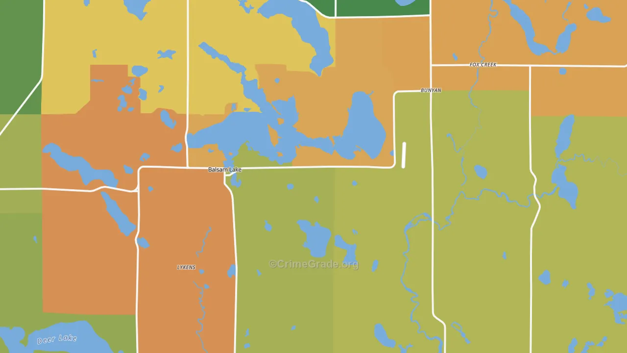 Balsam Lake, WI Map of Assault Rates