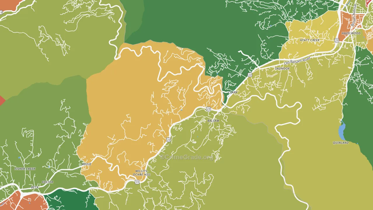 Balsam, NC Map of Assault Rates