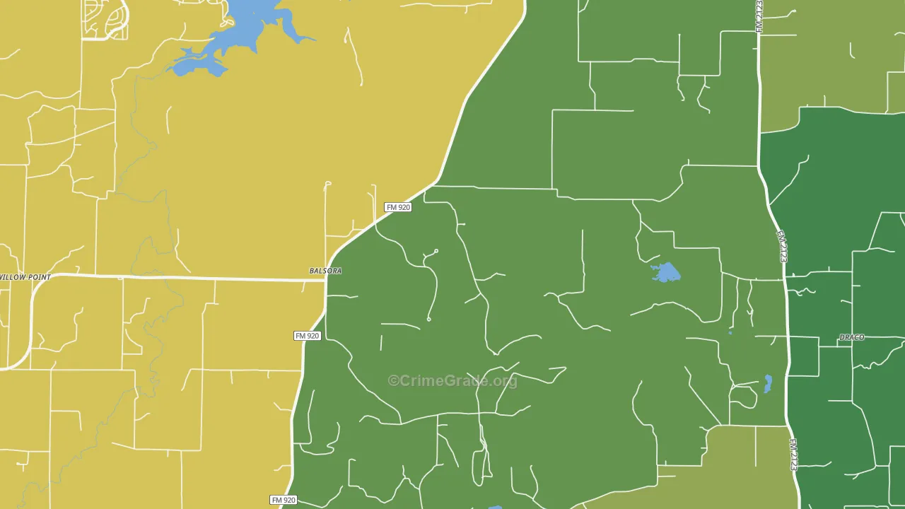 Balsora, TX Map of Assault Rates