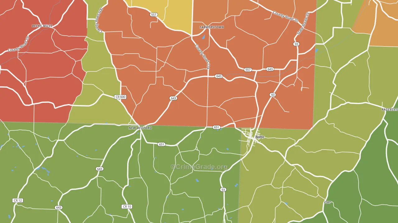 Baltic, OH Map of Assault Rates