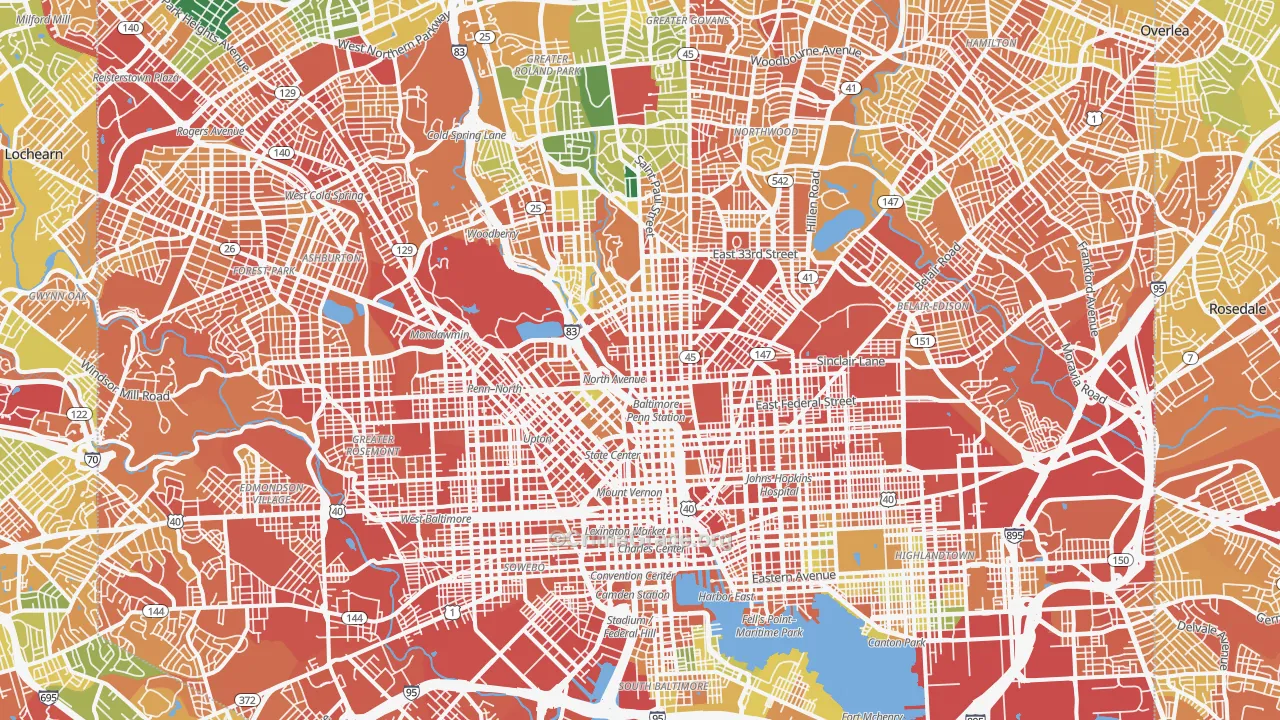 Baltimore City, MD Map of Assault Rates