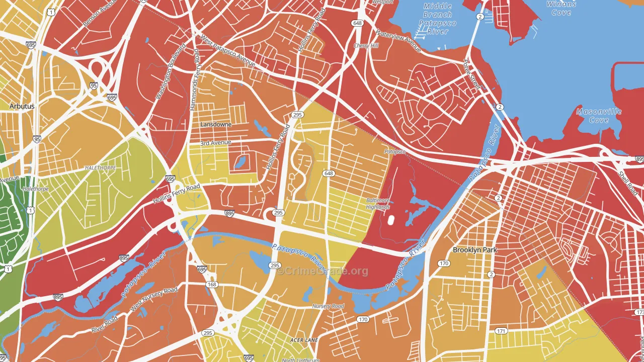 Baltimore Highlands, MD Map of Assault Rates