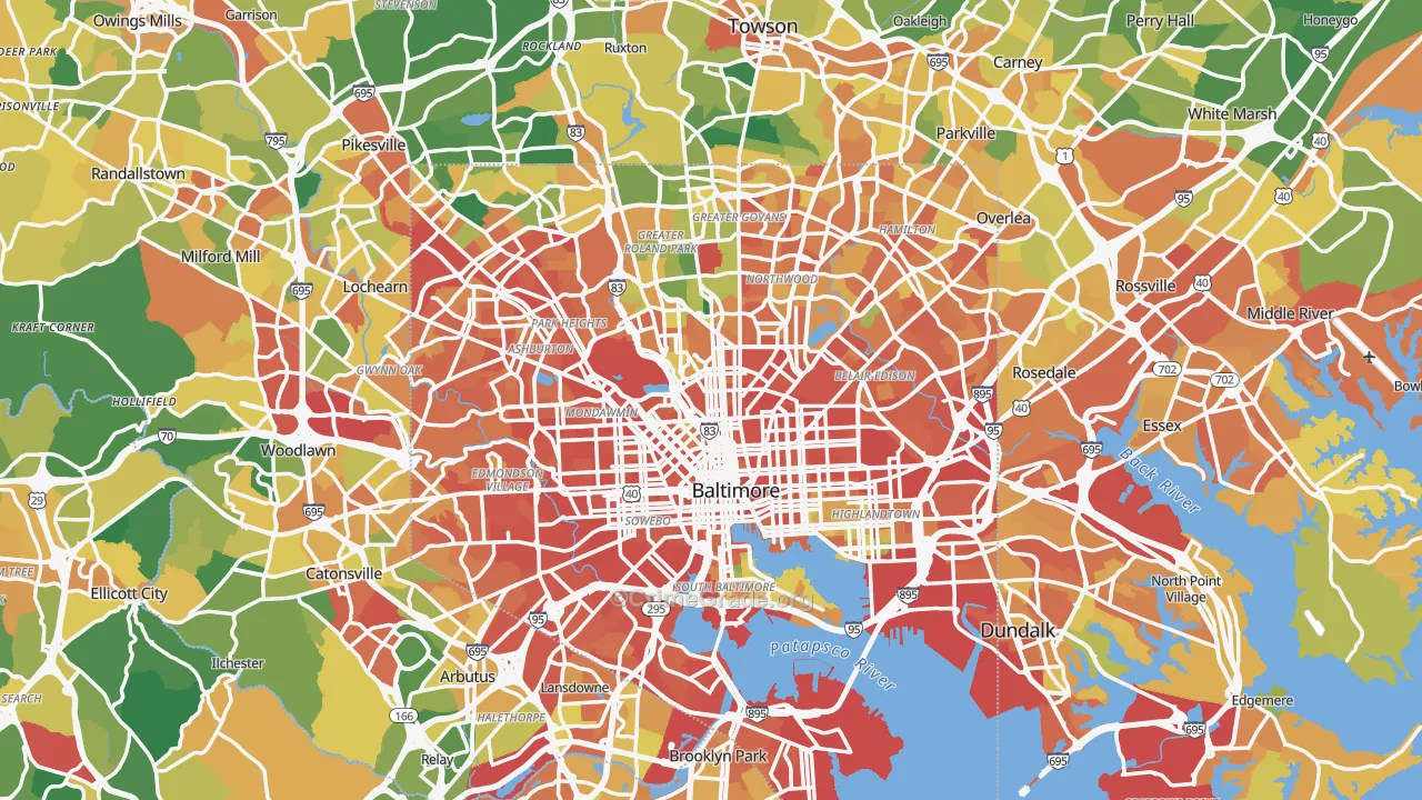 Baltimore, MD Map of Assault Rates