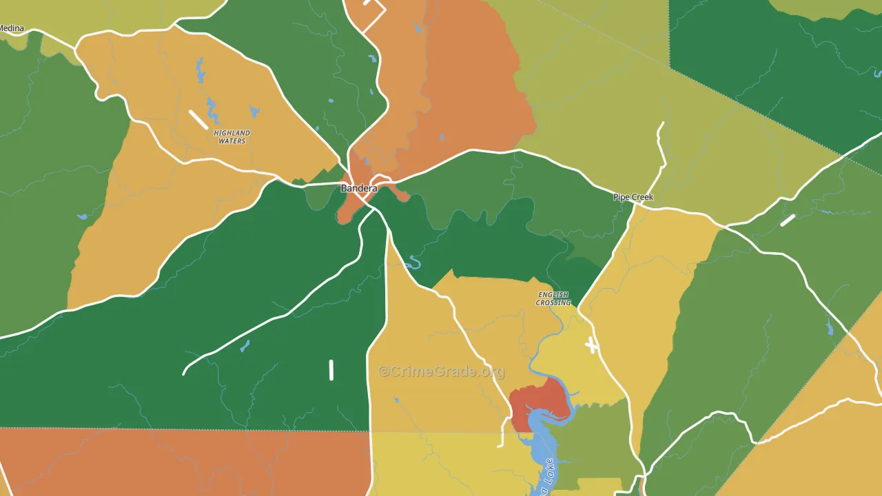 Bandera County, TX Map of Assault Rates