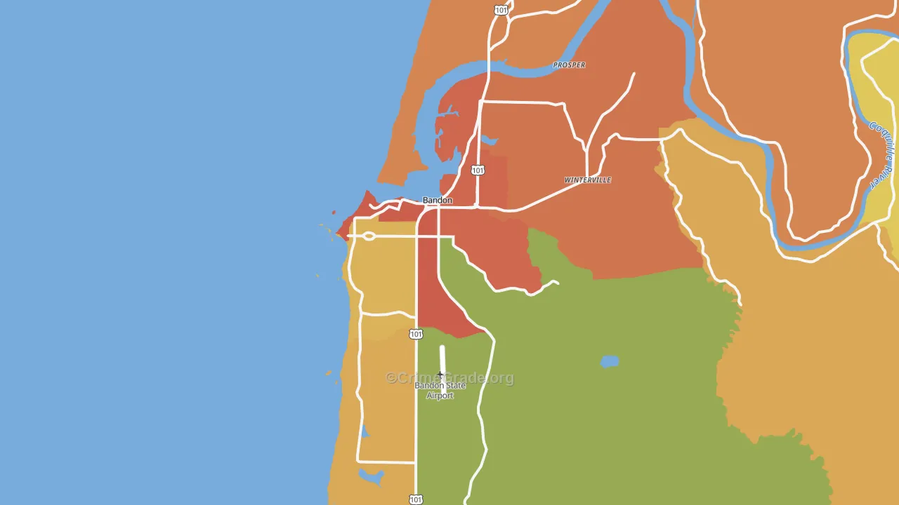 Bandon, OR Map of Assault Rates