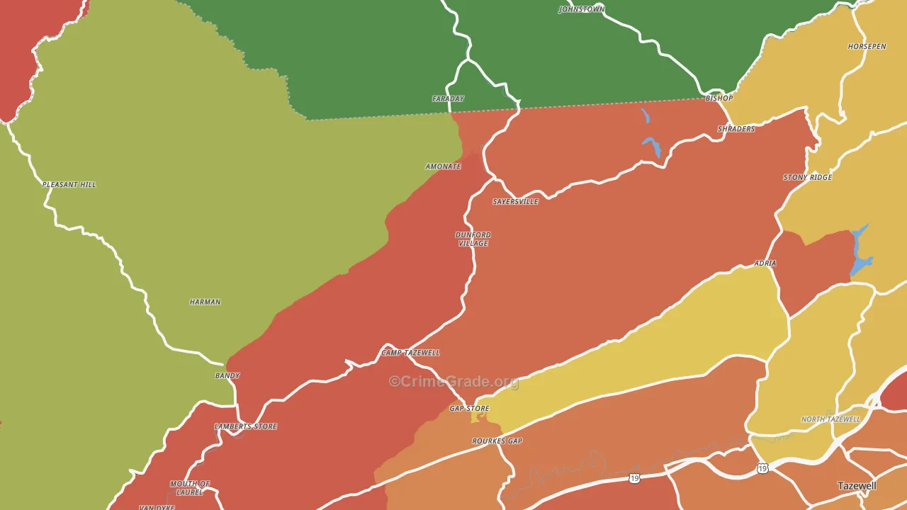 Bandy, VA Map of Assault Rates