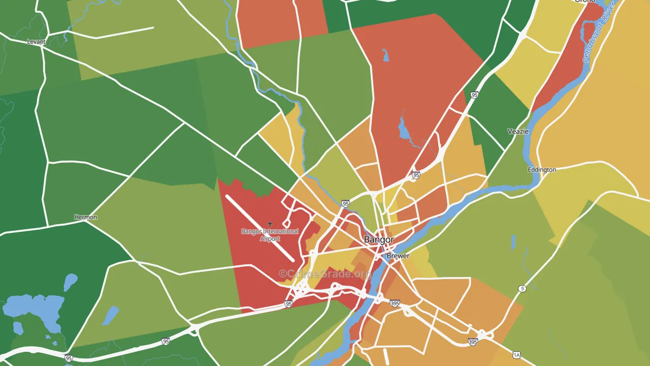 Bangor, ME Map of Assault Rates