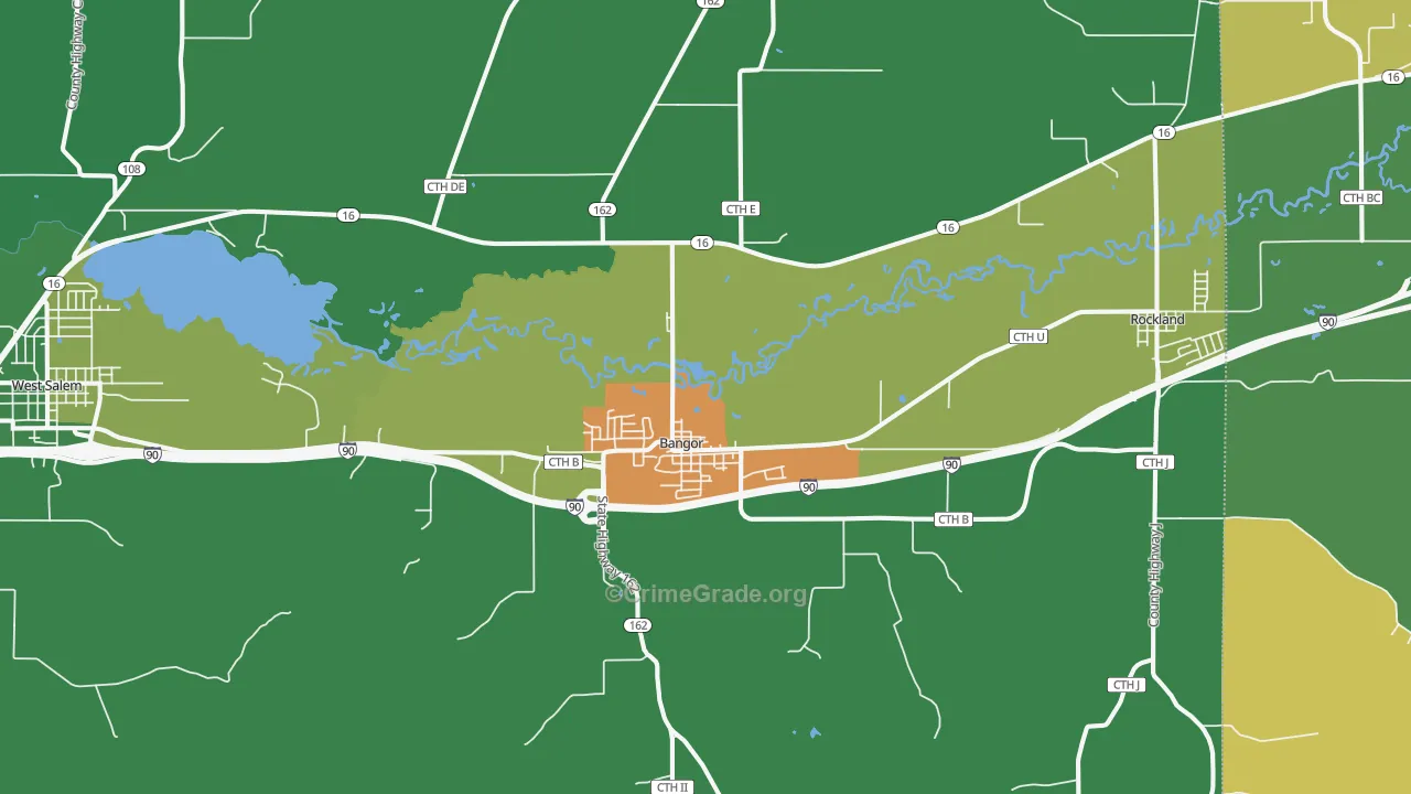 Bangor, WI Map of Assault Rates