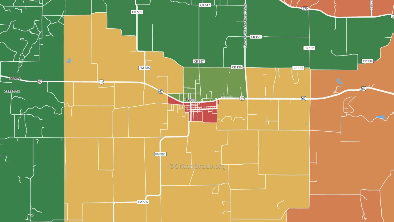 Bangs, TX Map of Assault Rates